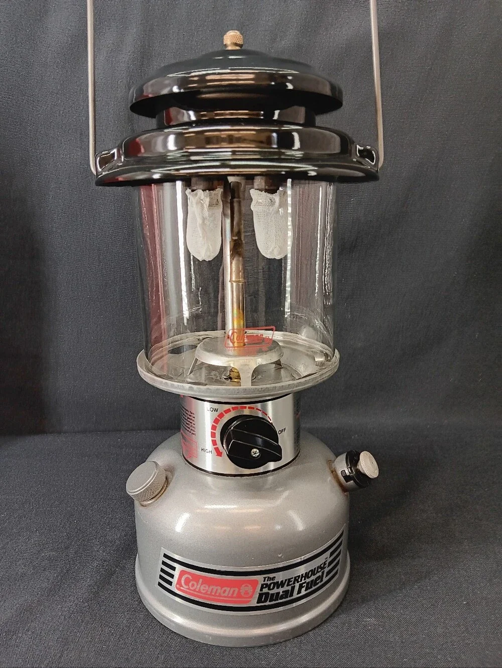 Serviced Coleman 295 Powerhouse Dual Fuel Camping Lantern W/ Red Carry Case 6/92